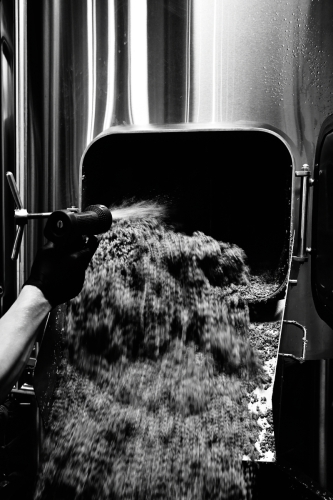 Getting the mash tun clean ready for the Huw's batch.